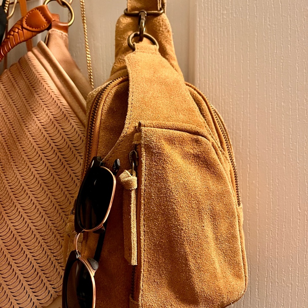 Free People Tan Suede Crossbody Bag